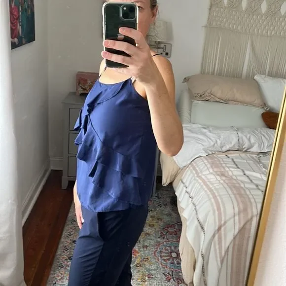 Banana Republic Silk Camisole Tank Top Navy‎ Blue Size Small - Picture 2 of 6